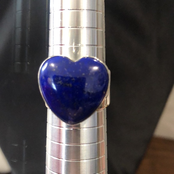 JAY KING DTR Lapis Lazuli Heart Shaped Sterling Silver Cabochon Ring Sz 8-3/4 - Picture 5 of 13